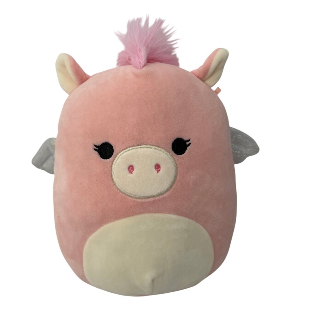 Squishmallows Pink Pig Pegasus Plush 8 Inch Silver Wings Fluffy Mane Stuffed Toy